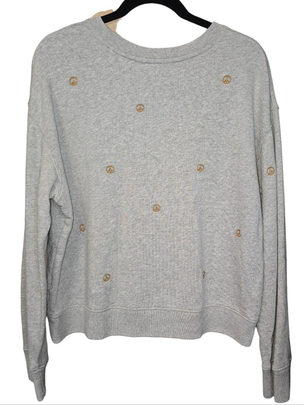Rails Ramona Embroidered Peace Sign Crewneck Sweatshirt Heather Grey Size Large - Picture 8 of 11